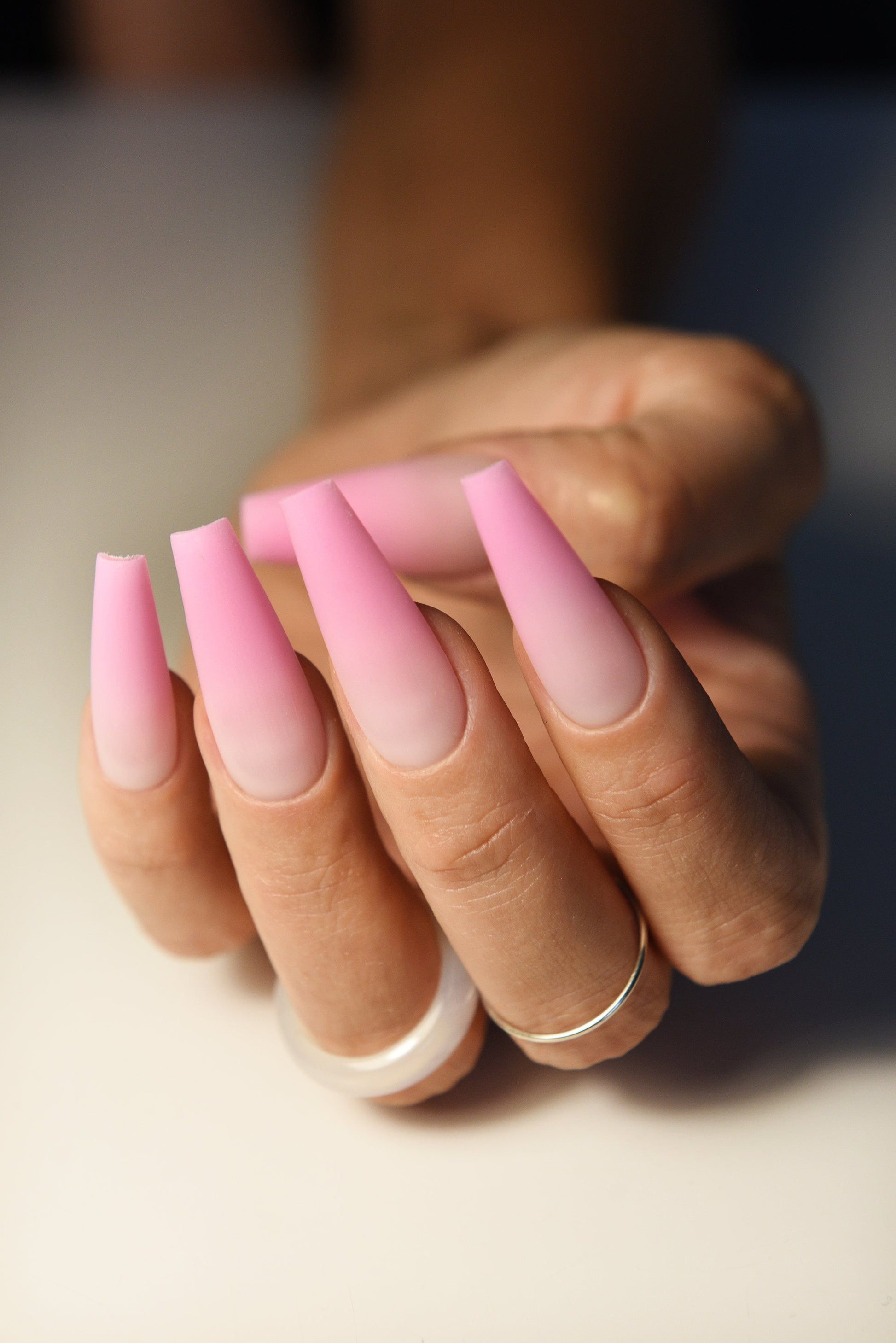 The Pink Doll Ombre Tips Fake Nails to the Movie, for Party, and Beach! Girly press on nails for her, glue on reusable acrylic strong set – Luxury Handmade Reusable Press On Nails