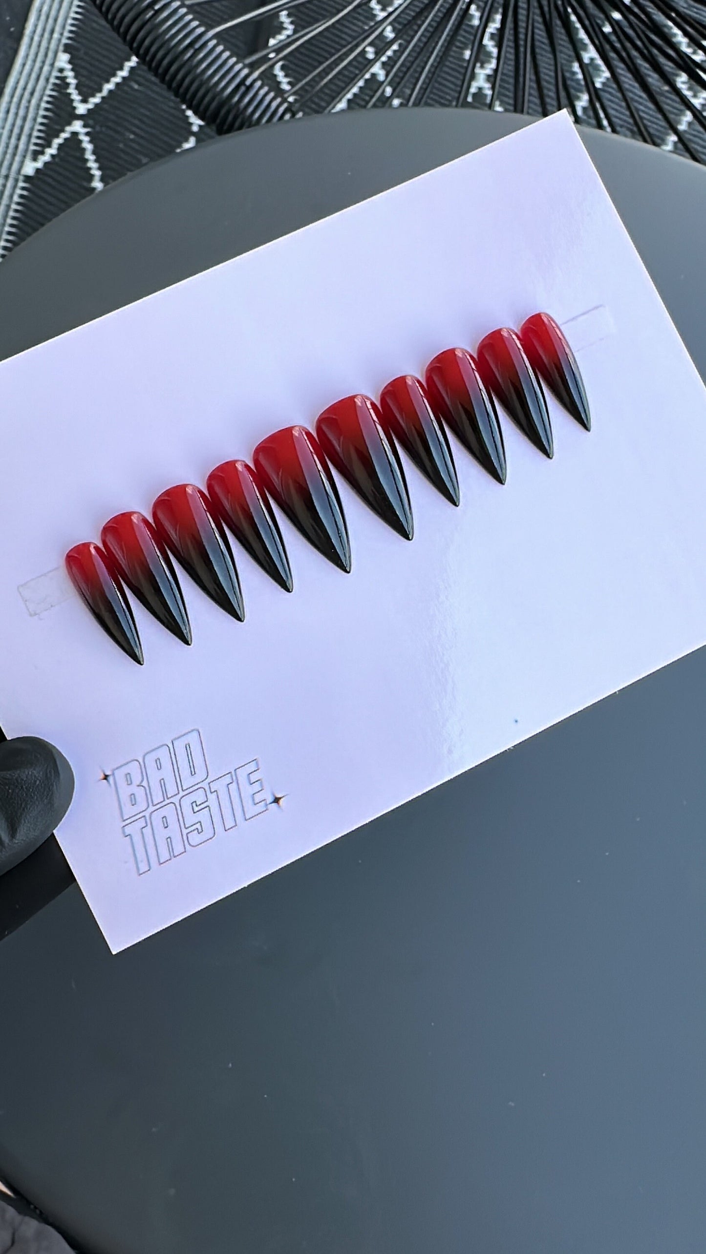 Gothic press on nails red black ombre, dark wave, horror glue on nails, halloween, gift for her, autumn fake nails set, fall inspiration