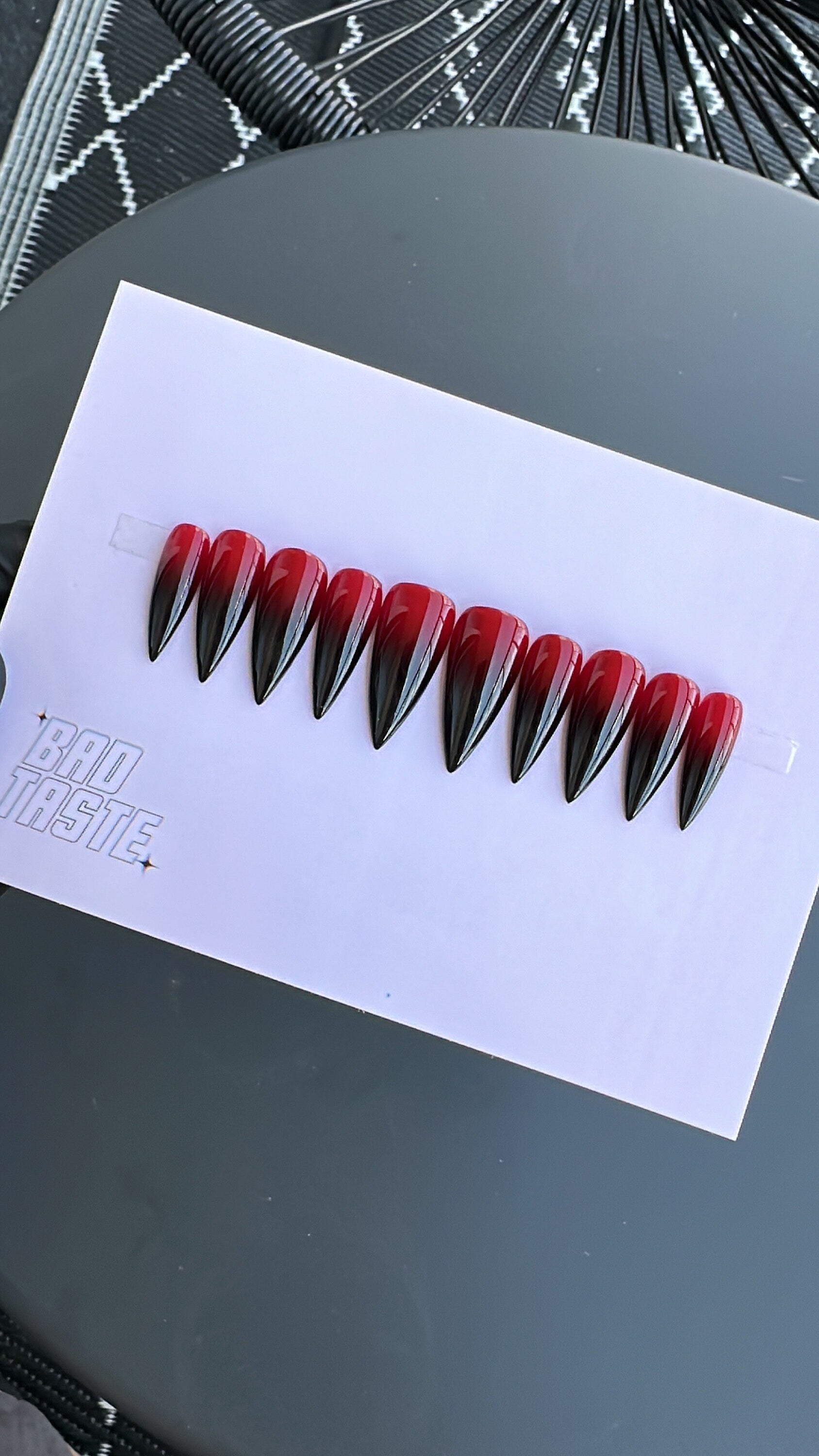 Gothic press on nails red black ombre, dark wave, horror glue on nails, halloween, gift for her, autumn fake nails set, fall inspiration