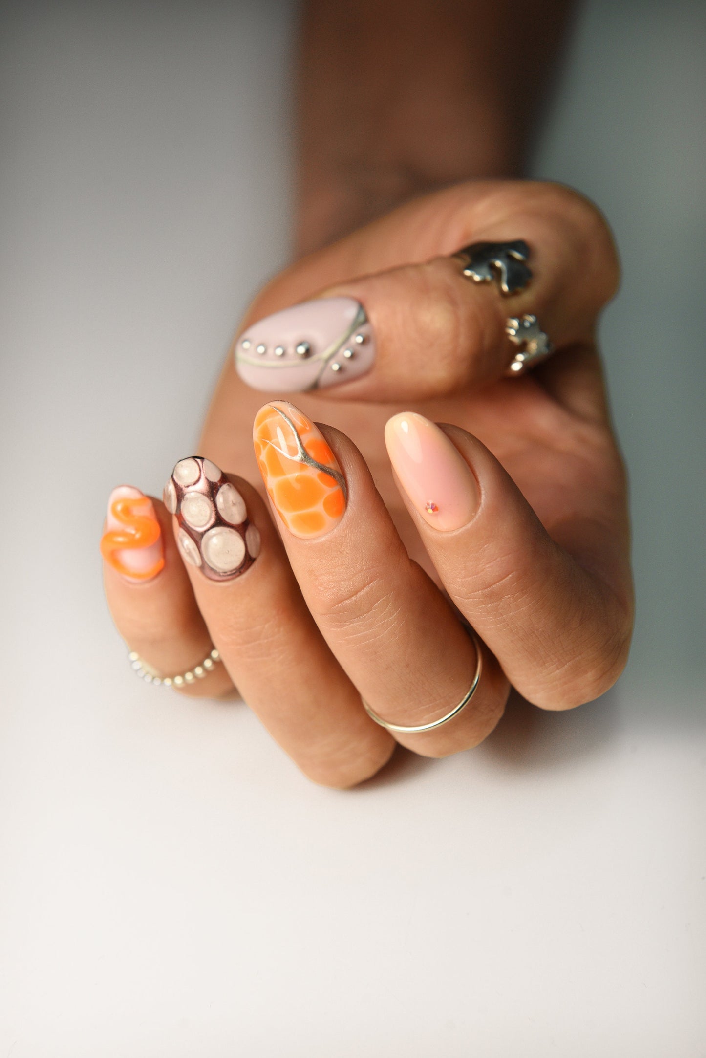 Luxury 3D Y2K Abstract Press-On Nails – Colorful Custom Bling Handmade Reusable Set