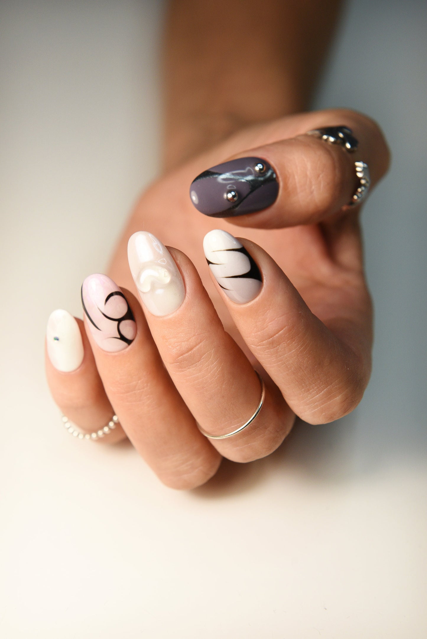 Luxury 3D Y2K Abstract Press-On Nails – Colorful Custom Bling Handmade Reusable Set