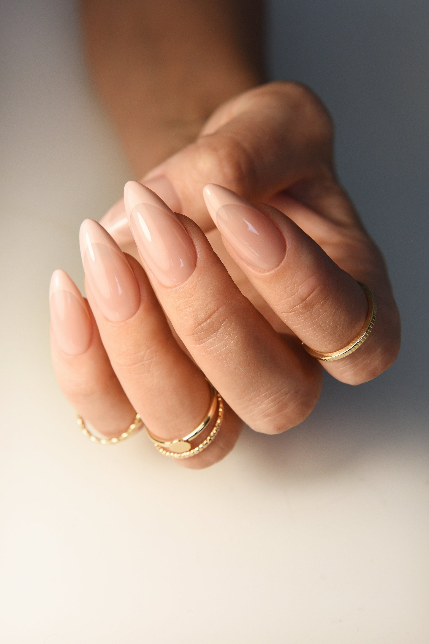 CLEAN GIRL Aesthetic reusable press on nails beige nude royal delicate french long, medium, short, back to office, school autumn holiday