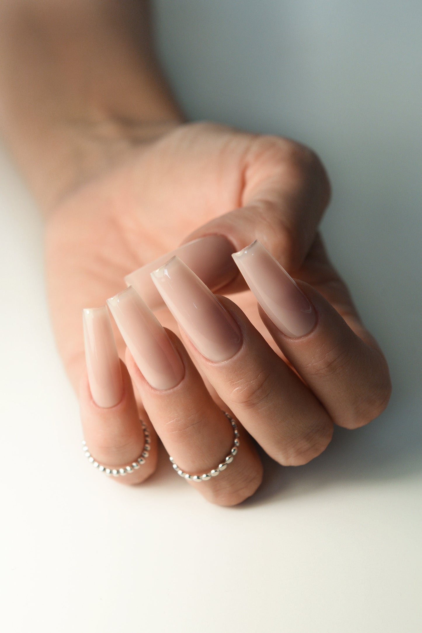 LIMITED BARE NAILS – Rose Nude Press On Nails for Clean Girl Aesthetic & Old Money Look – Handmade Reusable Luxury Set