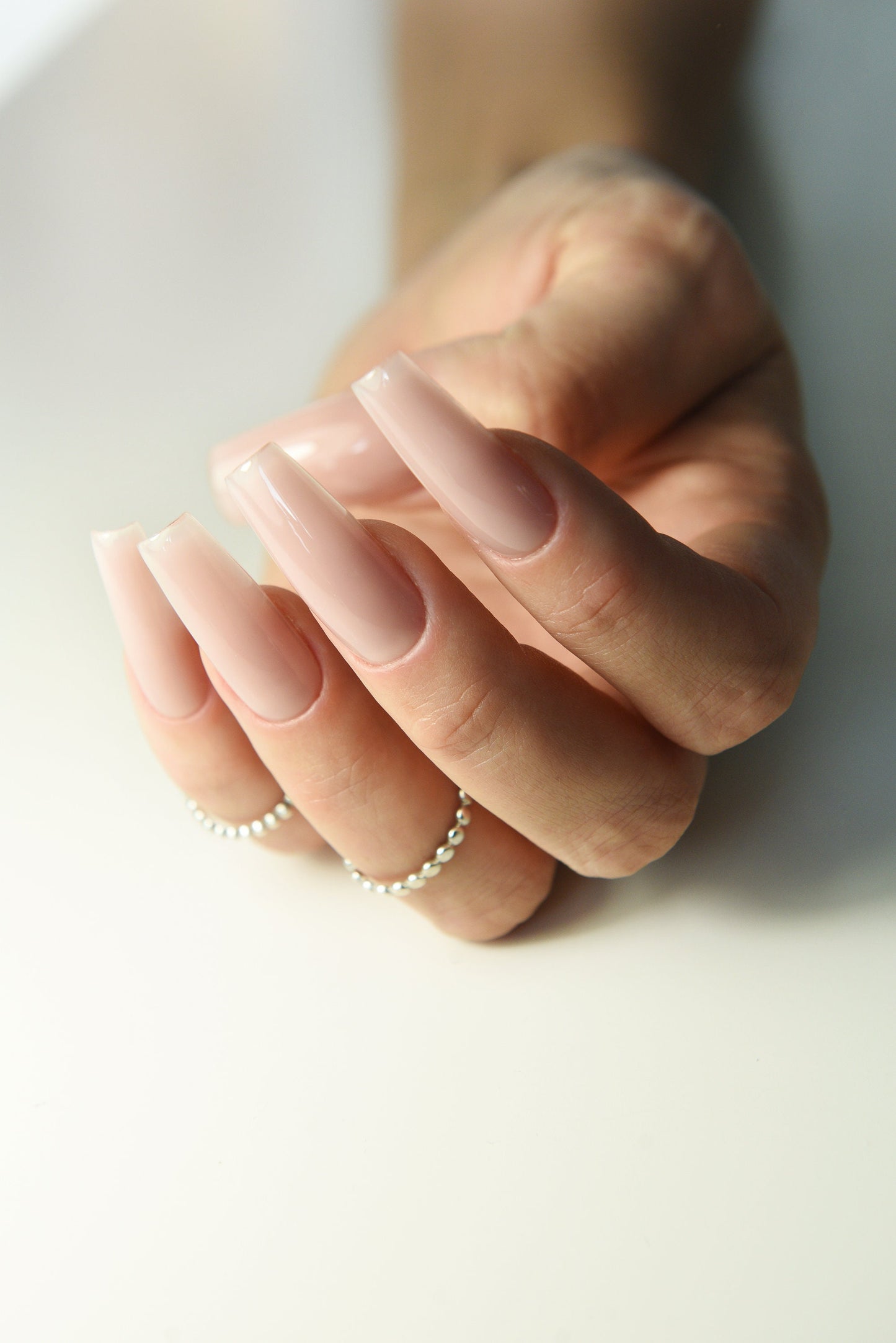 LIMITED BARE NAILS – Rose Nude Press On Nails for Clean Girl Aesthetic & Old Money Look – Handmade Reusable Luxury Set