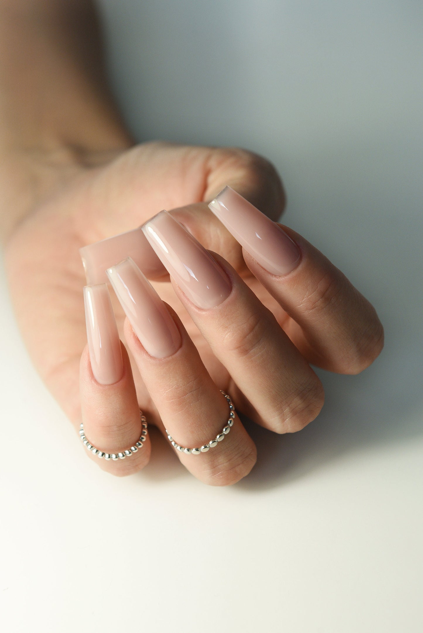 LIMITED BARE NAILS – Rose Nude Press On Nails for Clean Girl Aesthetic & Old Money Look – Handmade Reusable Luxury Set