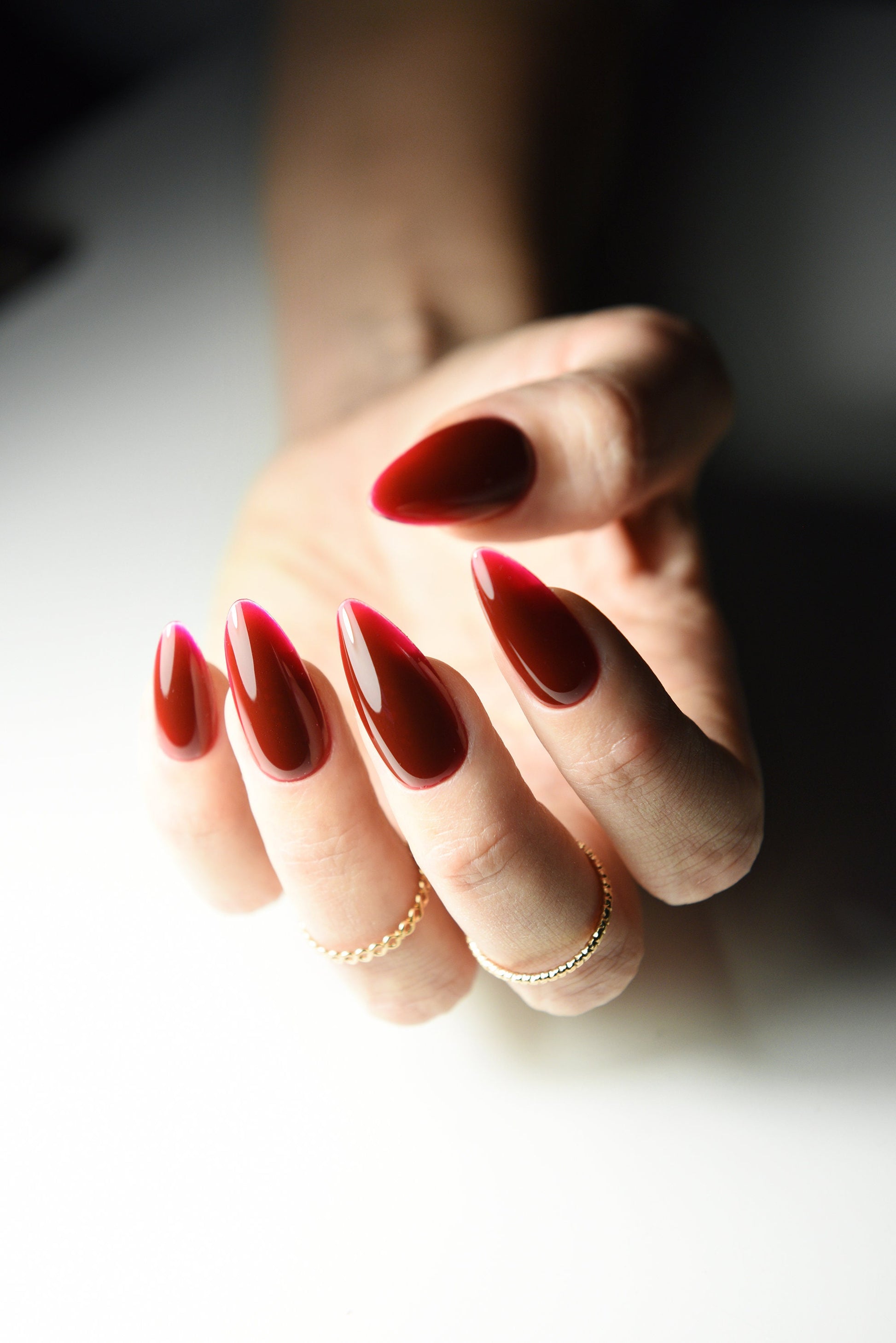 JELLY RED Korean Nail Art Christmas Gift, Press On Nails, acrylic quality coffin, almond, stiletto, square, oval long, medium, short, japan