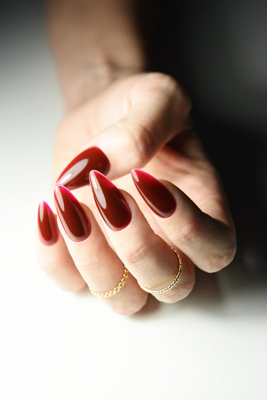 JELLY RED Korean Nail Art Christmas Gift, Press On Nails, acrylic quality coffin, almond, stiletto, square, oval long, medium, short, japan