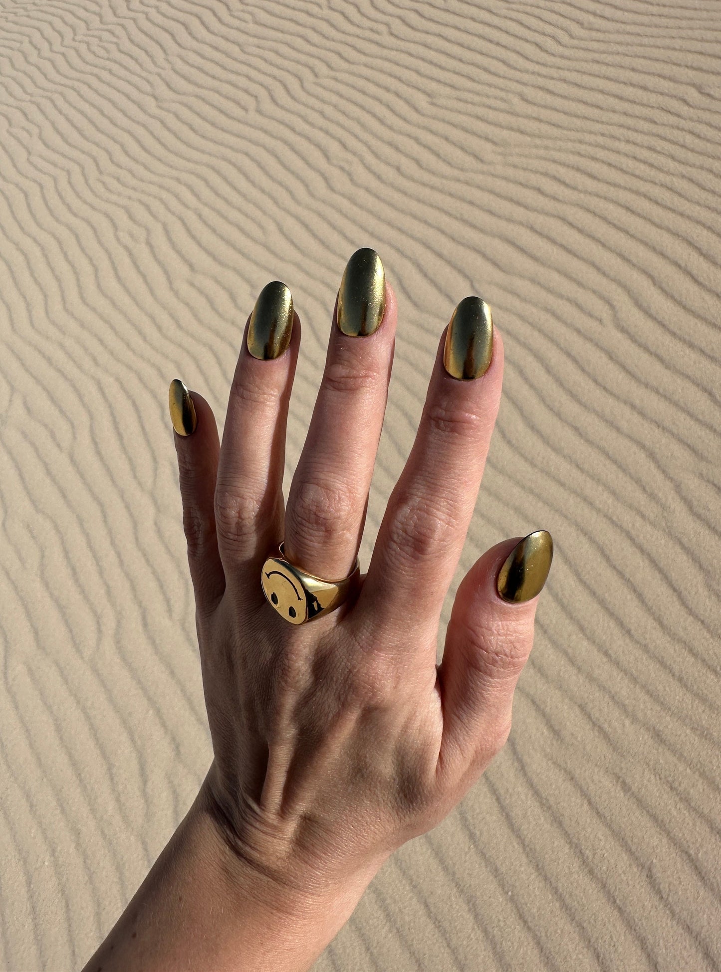 Mirror Gold Press-On Nails – Chrome Look | Handmade Reusable Set