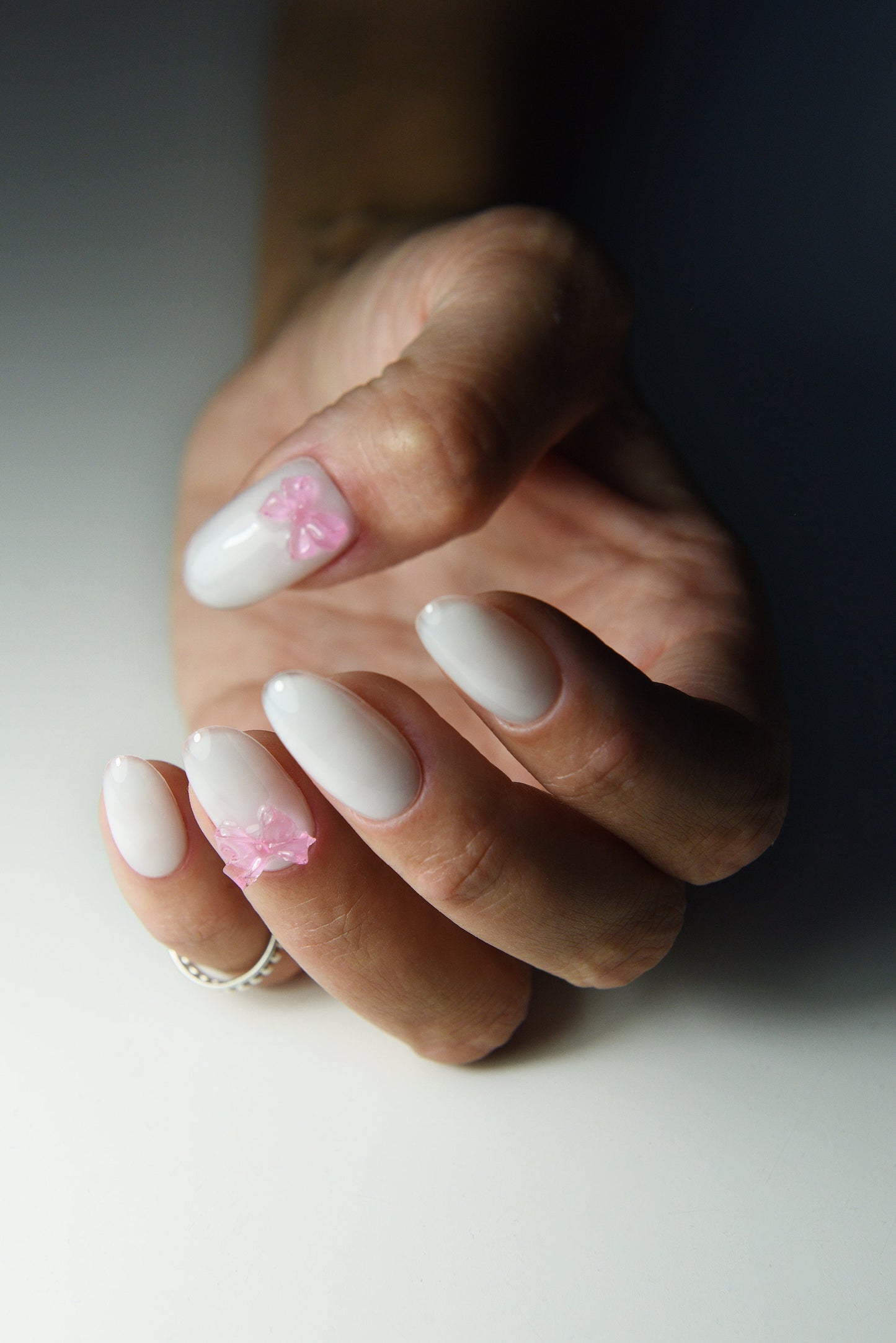 Coquette Pink Ribbon Press-On Nails | Balletcore Milky Handmade Set | Girly Gift | Reusable Luxury Nail Art | Custom Shape & Length