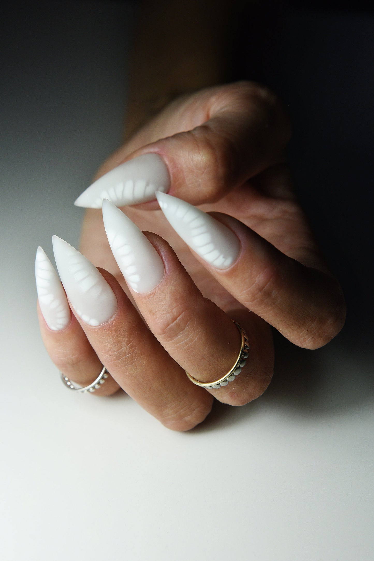 Blooming Press-On Nails Set for Spring | Milky White Handmade Nails | Custom Shape & Length | Fashion Gift | Reusable Luxury Nail Art