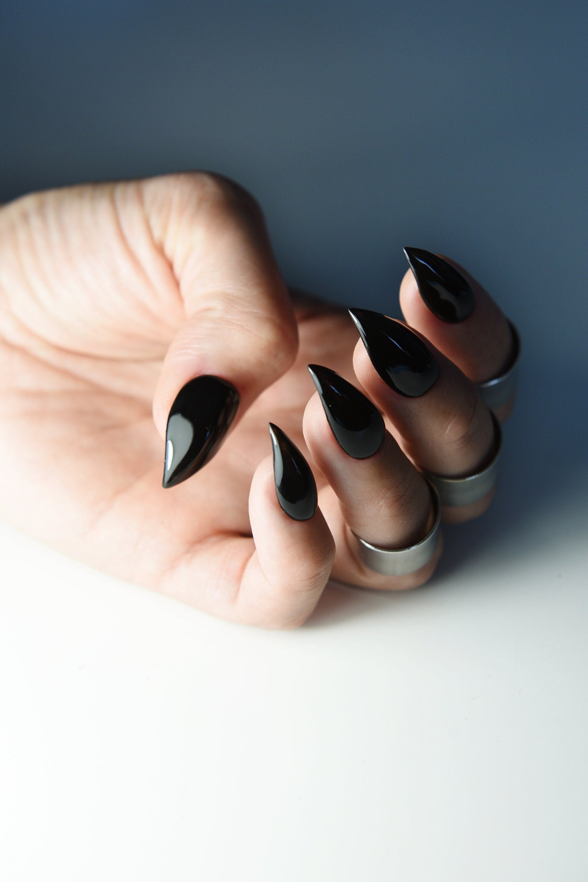 WEREWOLF CAT CLAWS, press on nails acrylic, stiletto long nails, costume fake nails, gothic witchy nails, witch claws, black nails gift for
