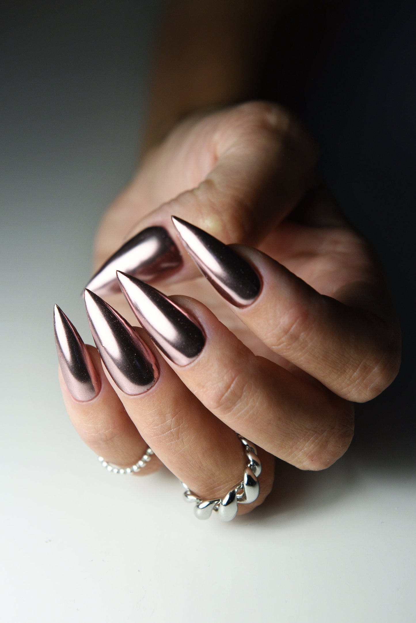 Chrome Pink Press On Nails – Handmade Reusable Glossy Set | Custom Shape