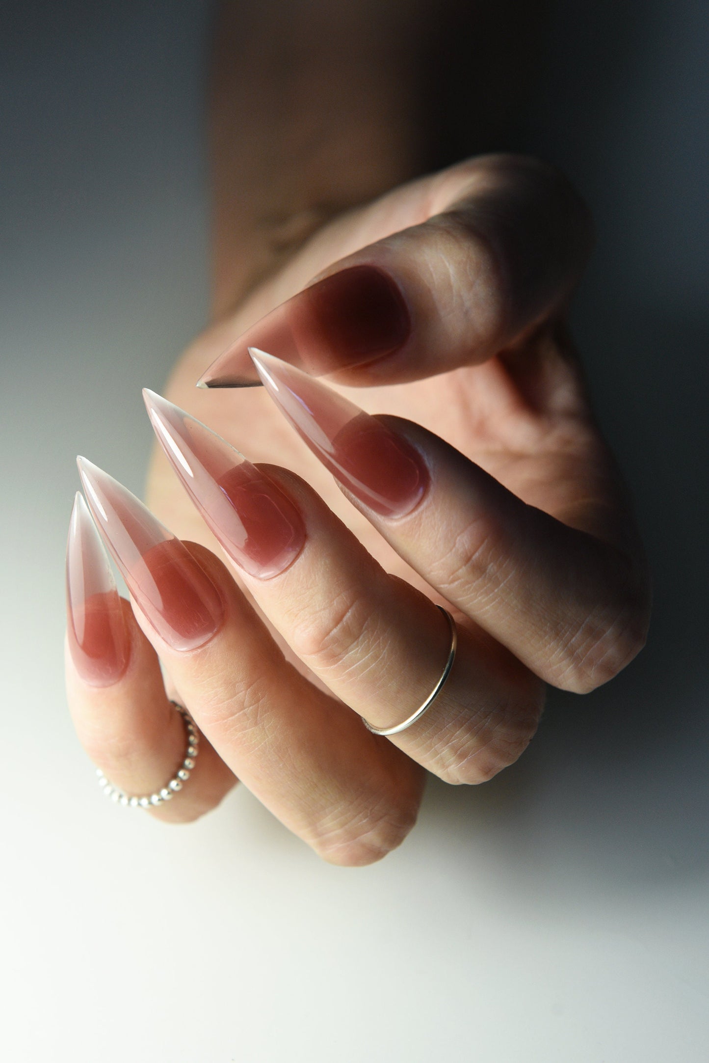 Jelly Blush Dusty Rose Press On Nails – Korean Style Handmade Reusable Nail Set | Gothic Clean Look