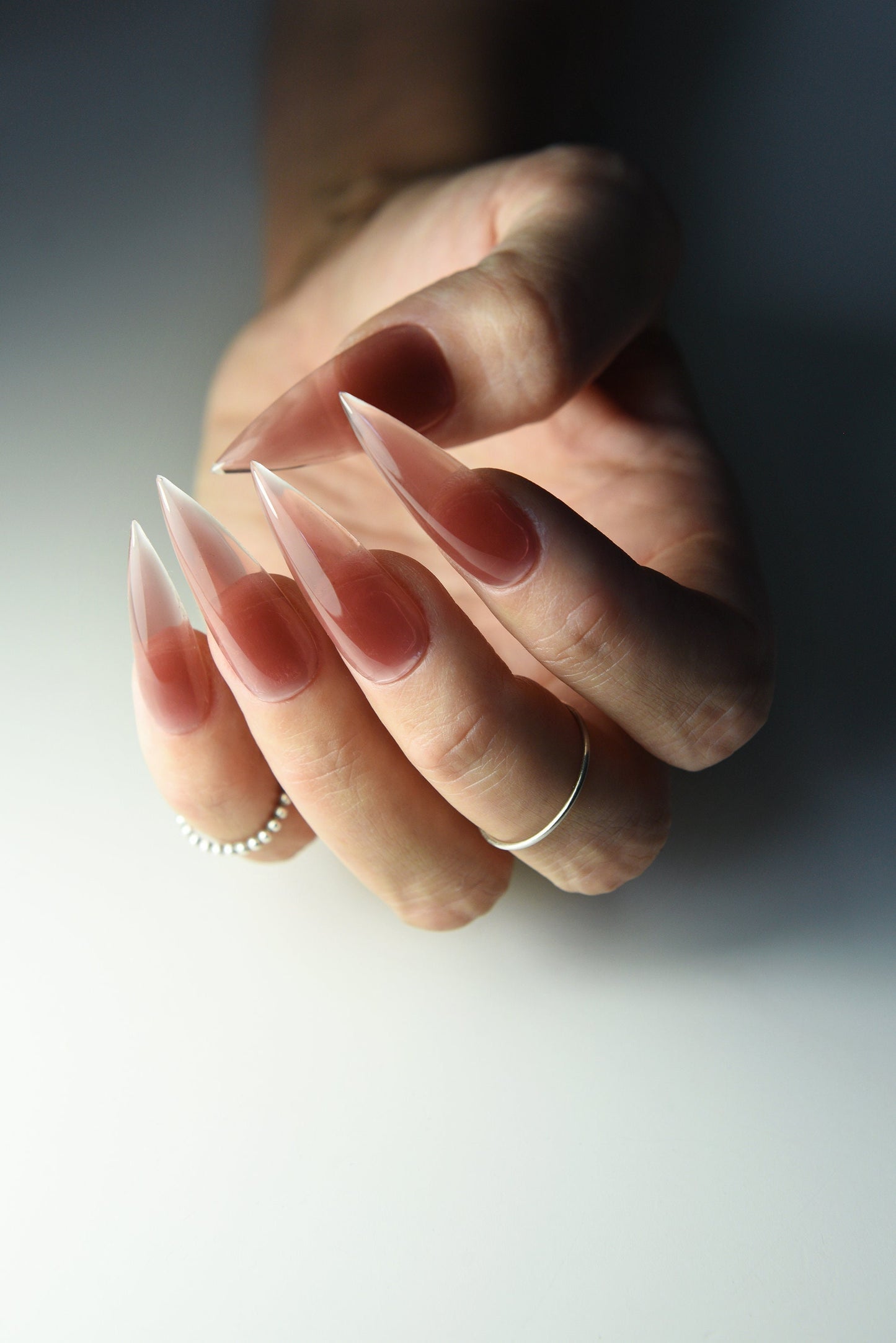 JELLY BLUSH Dusty Rose, Korean style press on nail art, gothic simple clean nails for spring, summer, goth nails, stiletto long medium short – Luxury Handmade Reusable Press On Nails