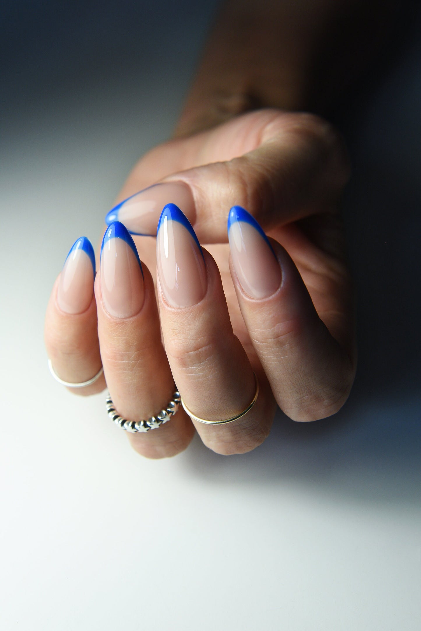 Blue French Press-On Nails – Handmade Reusable Summer Set | Luxury Look | Perfect Gift for Her, Girlfriend, Mom or Daughter