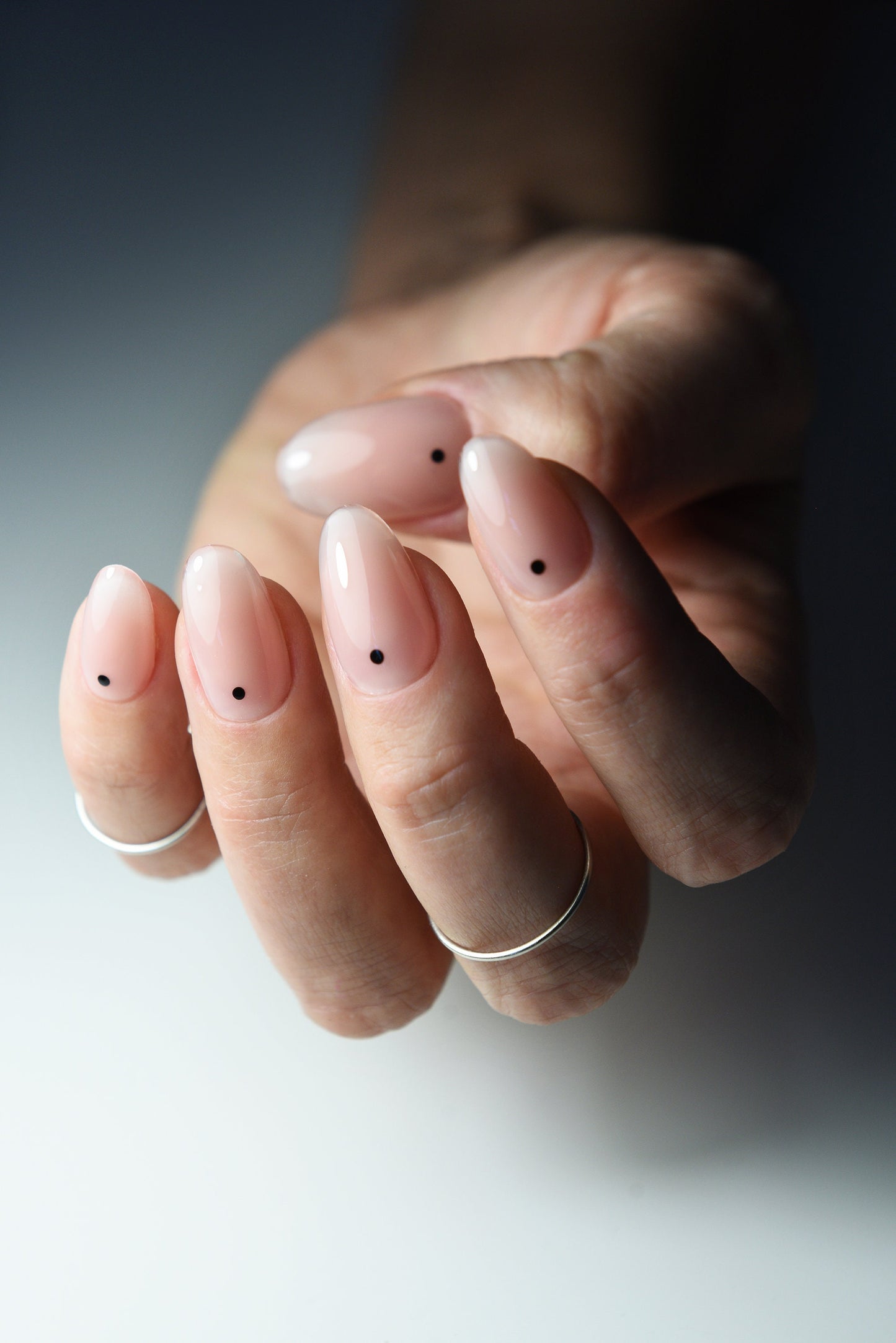 Dot Dots Nude Press On Nails – Minimalist Handmade Acrylic Look, Cream Nail Art, Reusable Luxury Set