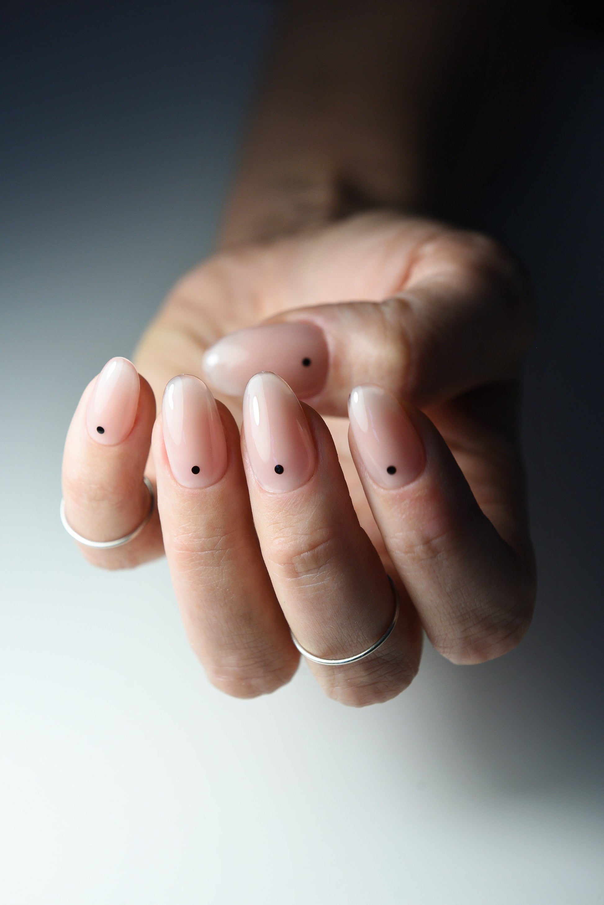 DOT DOTS Nail Art, Cream Nude Acrylic Like Press On Nails Handmade, Minimalistic Fake Nails, Stiletto, Coffin, Long, Short, Medium, reusable – Luxury Handmade Reusable Press On Nails