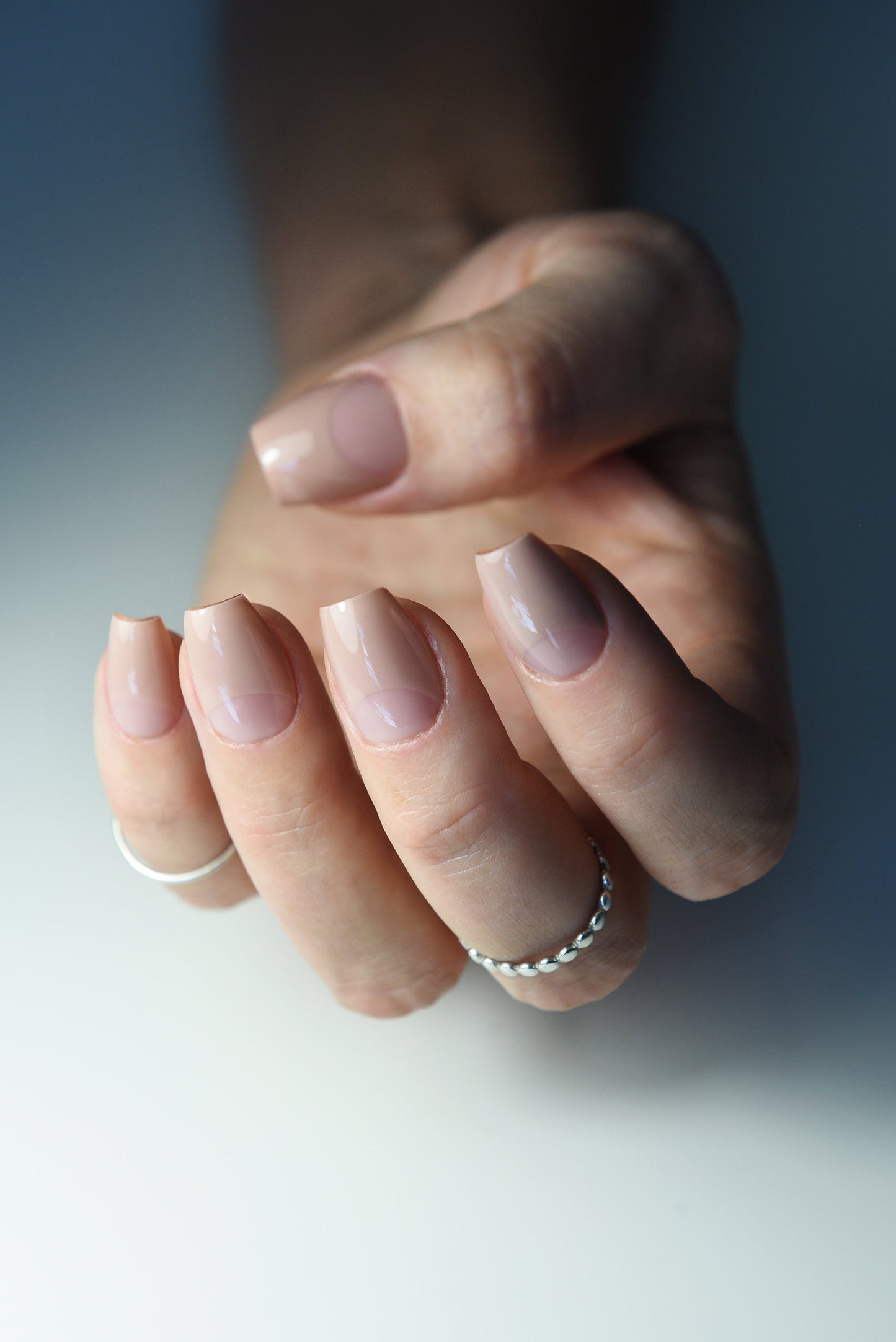 Moon French Press-On Nails – Beige Nude Handmade Luxury Set | Reusable & Customizable | Elegant Bridesmaid Gift Idea