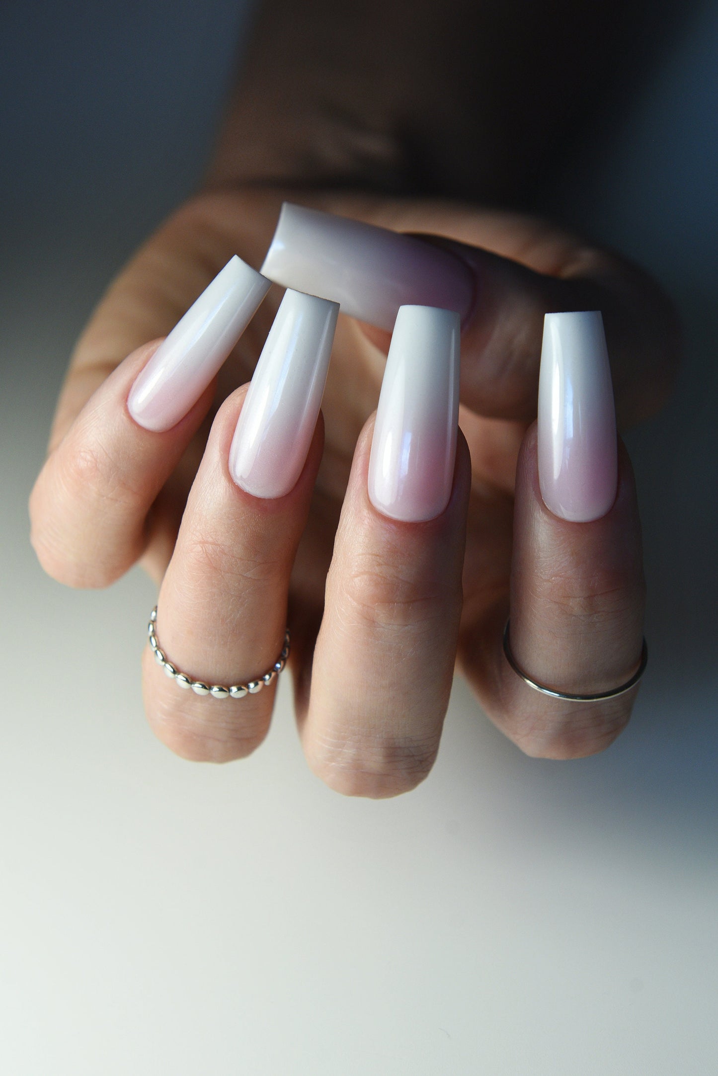 Chrome Babyboomer Press On Nails – Handmade Pink Bridal Set | Custom Reusable Luxury Nails for Wedding