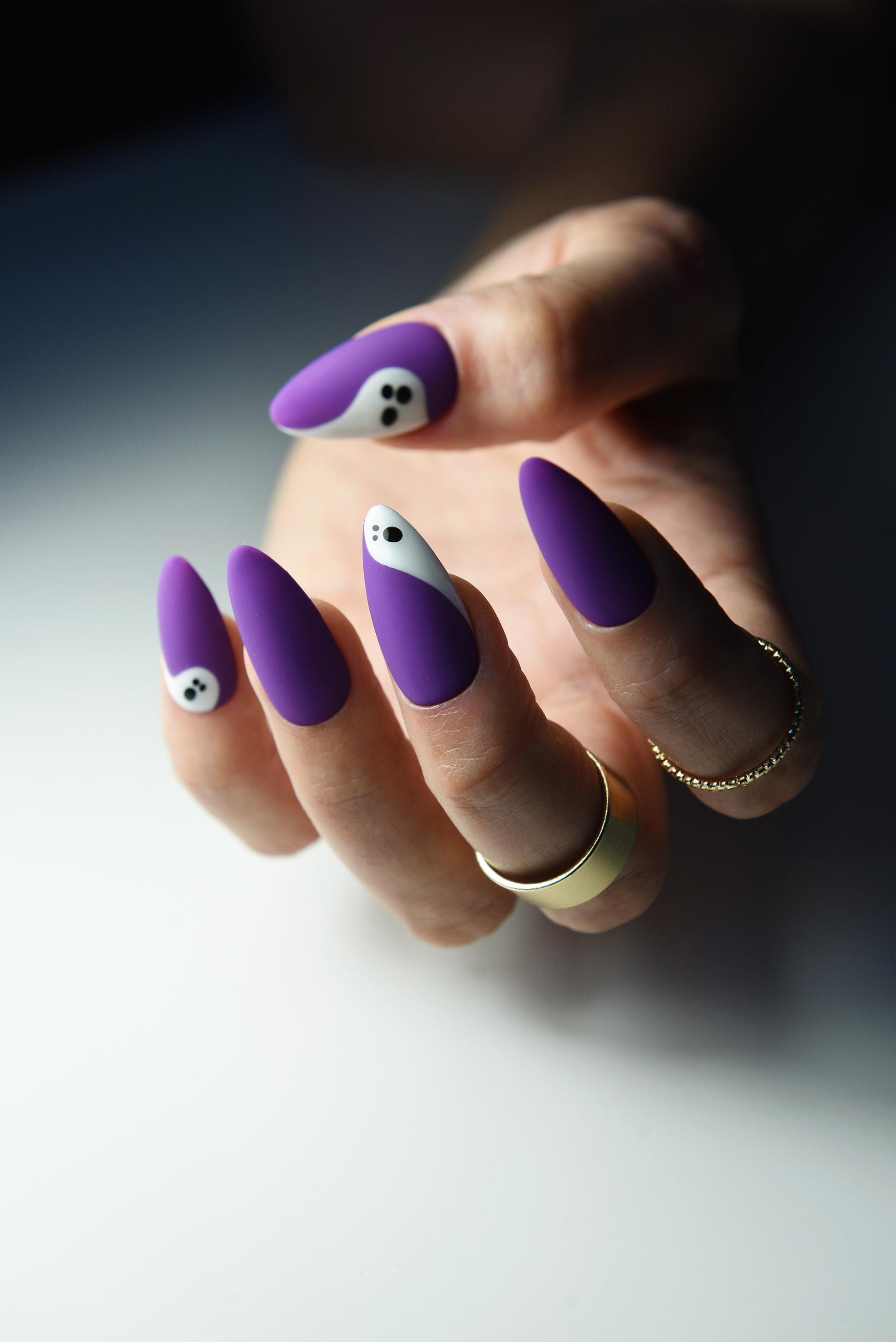 BOO GHOST PURPLE Press On Nails for halloween, happy, cute spooky nails for october, nail set girl, reusable, handmade nail art, goth gift