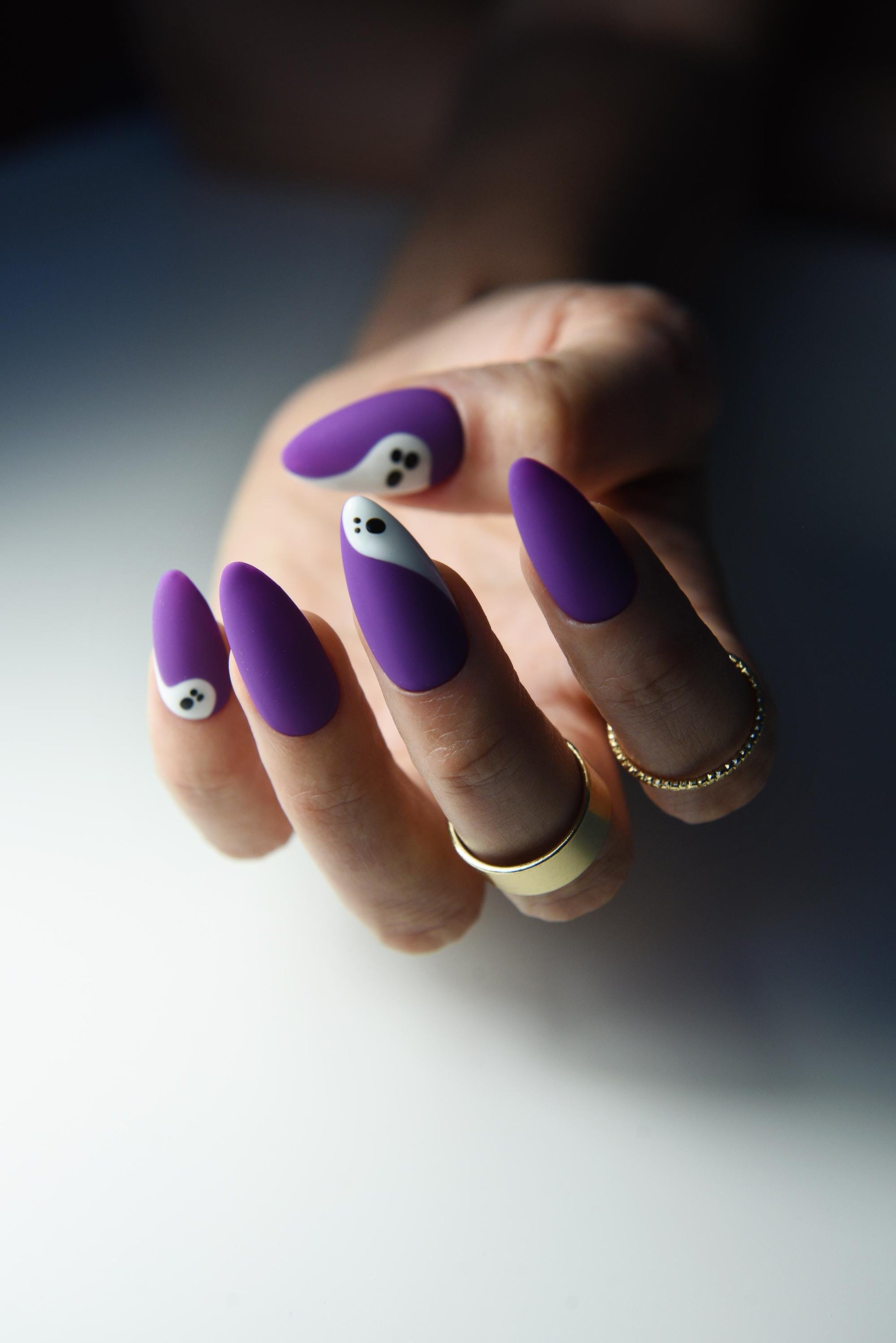 BOO GHOST PURPLE Press On Nails for halloween, happy, cute spooky nails for october, nail set girl, reusable, handmade nail art, goth gift