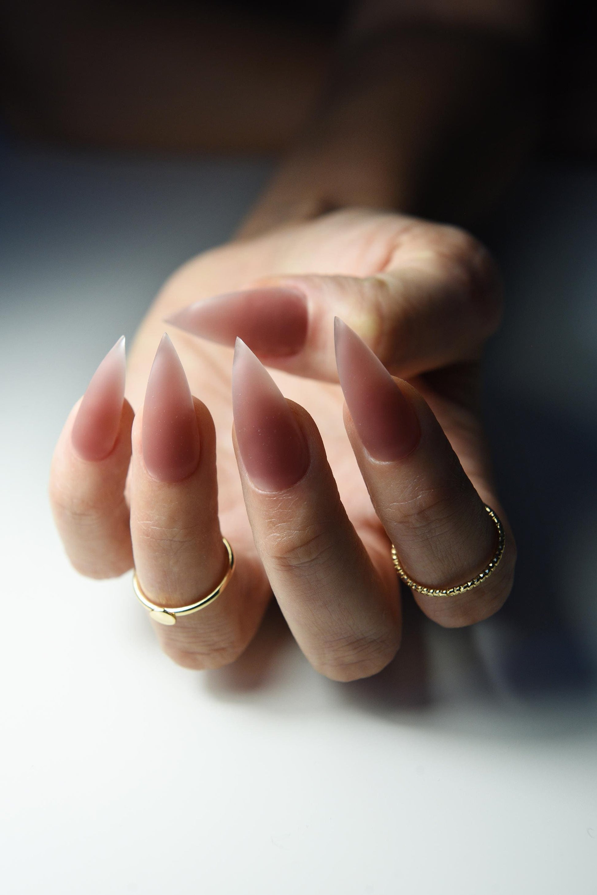 MATTE JELLY BLUSH Dusty Rose Korean style press on nail art, gothic simple clean nails for fall, summer, goth nails, stiletto long med short – Luxury Handmade Reusable Press On Nails