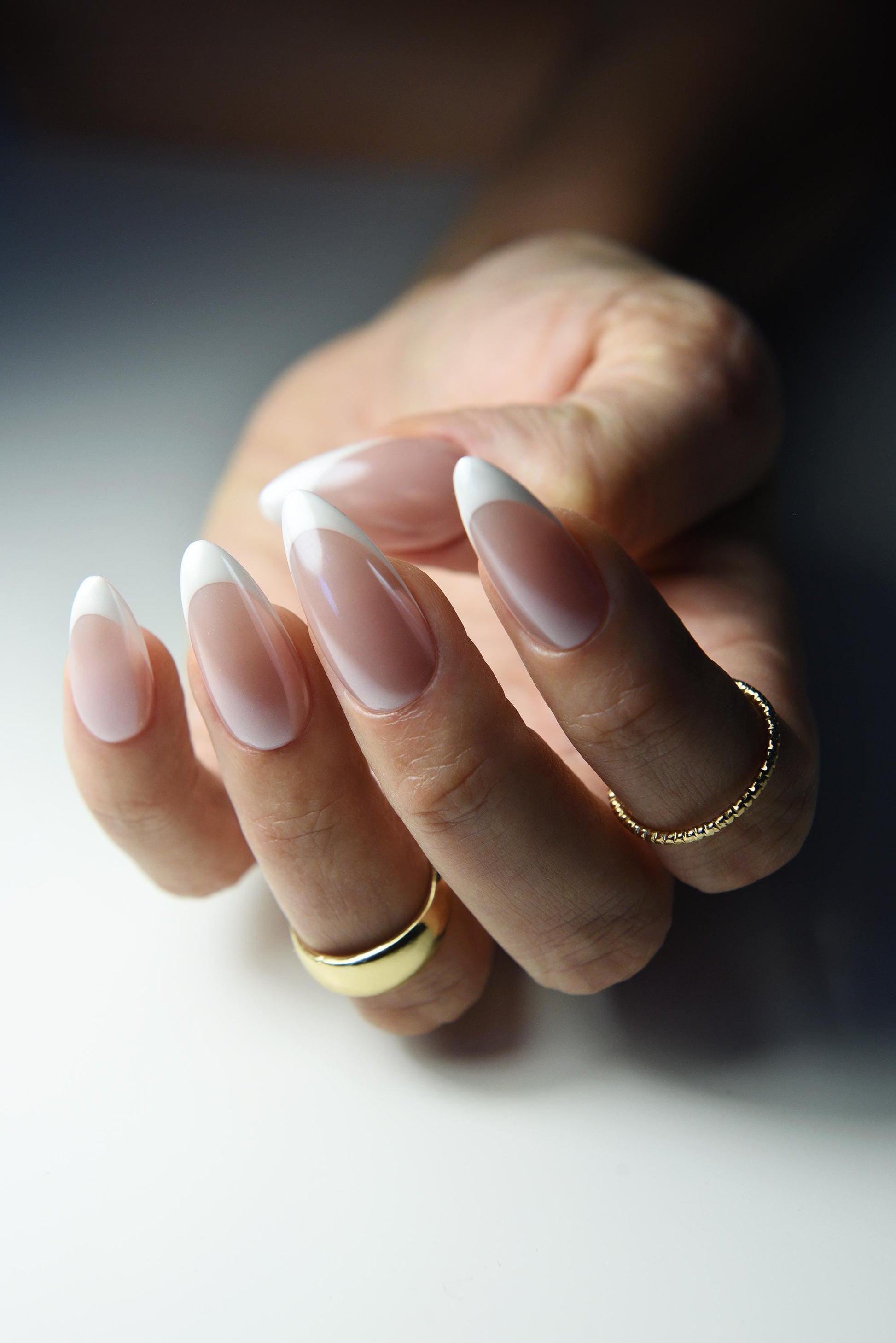 CHROME FRENCH Pearl Press On Nails, first date nails, cute, girly, wedding nails, gift for bride, pink reusable, custom, handmade set, long – Luxury Handmade Reusable Press On Nails