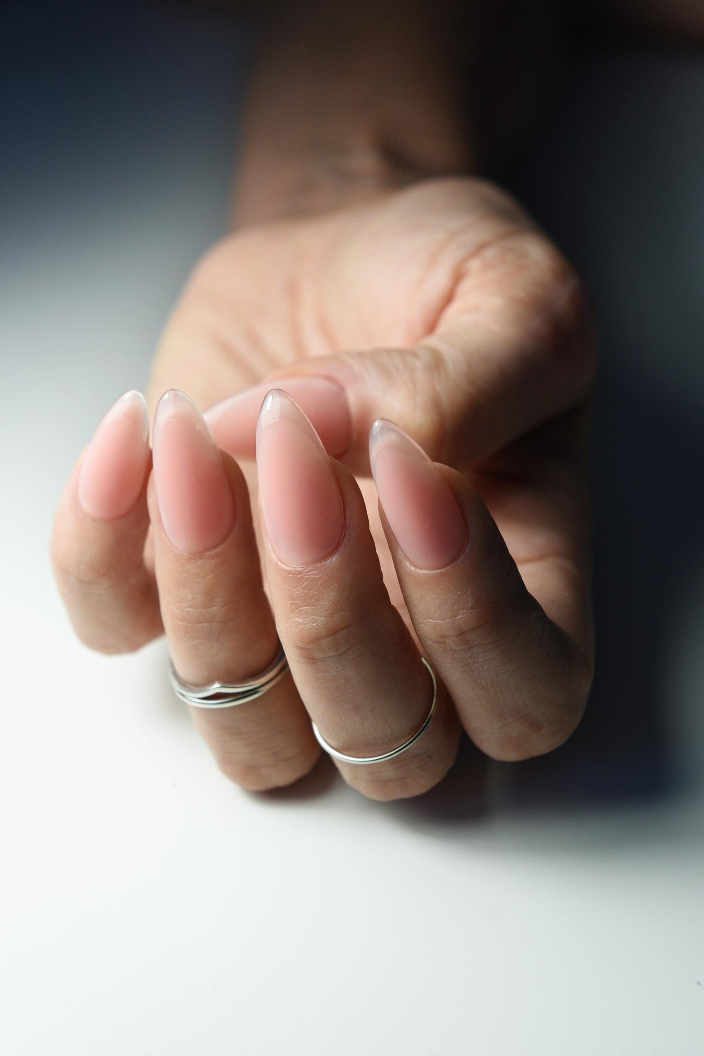 Jelly Rose Translucent Pink matte press on nails with glossy french tip elegant fall set of glue on nails, long stiletto, short square, wide – Luxury Handmade Reusable Press On Nails