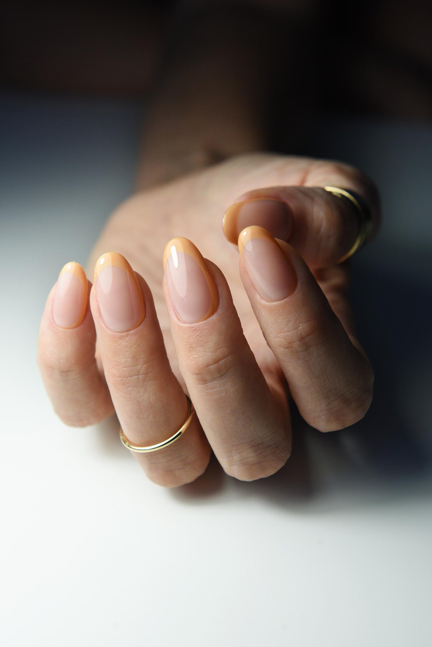 Pumpkin Orange Half French Press-On Nails – Nude Beige Autumn Look | Handmade Reusable Luxury Set for Back to School or Fall Days