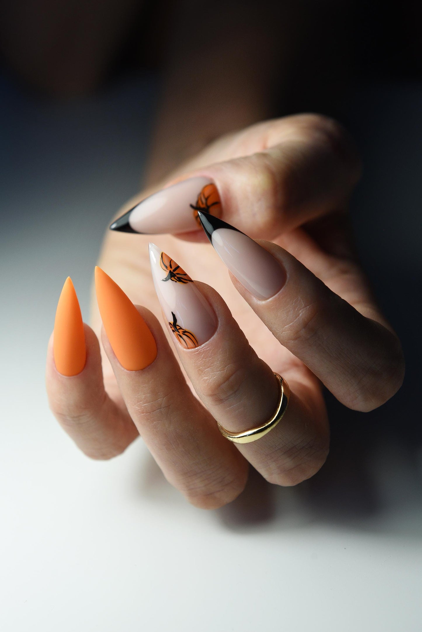 Pumpkin Dream Press-On Nails – Handmade Reusable Fall Gel Nail Set