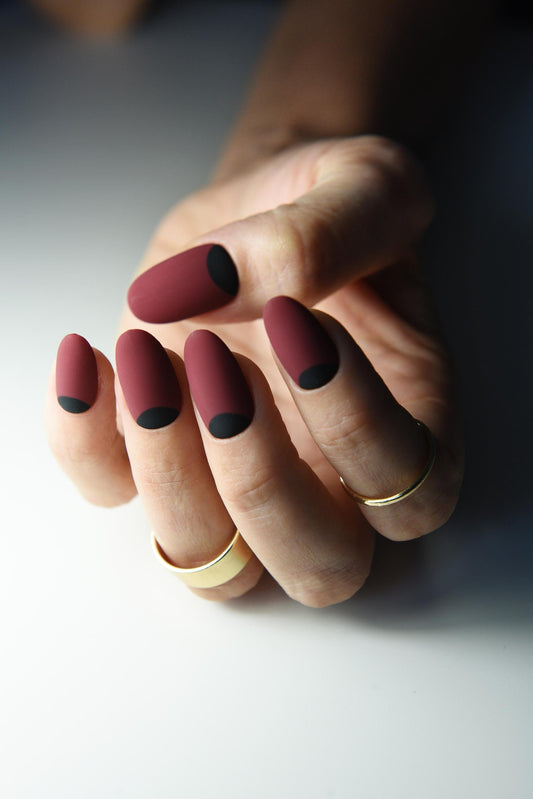 BURGUNDY WINE Press On Nails, for autumn, fall, cozy demure set, short oval nails, long stiletto, reusable, handmade personalised girl gift