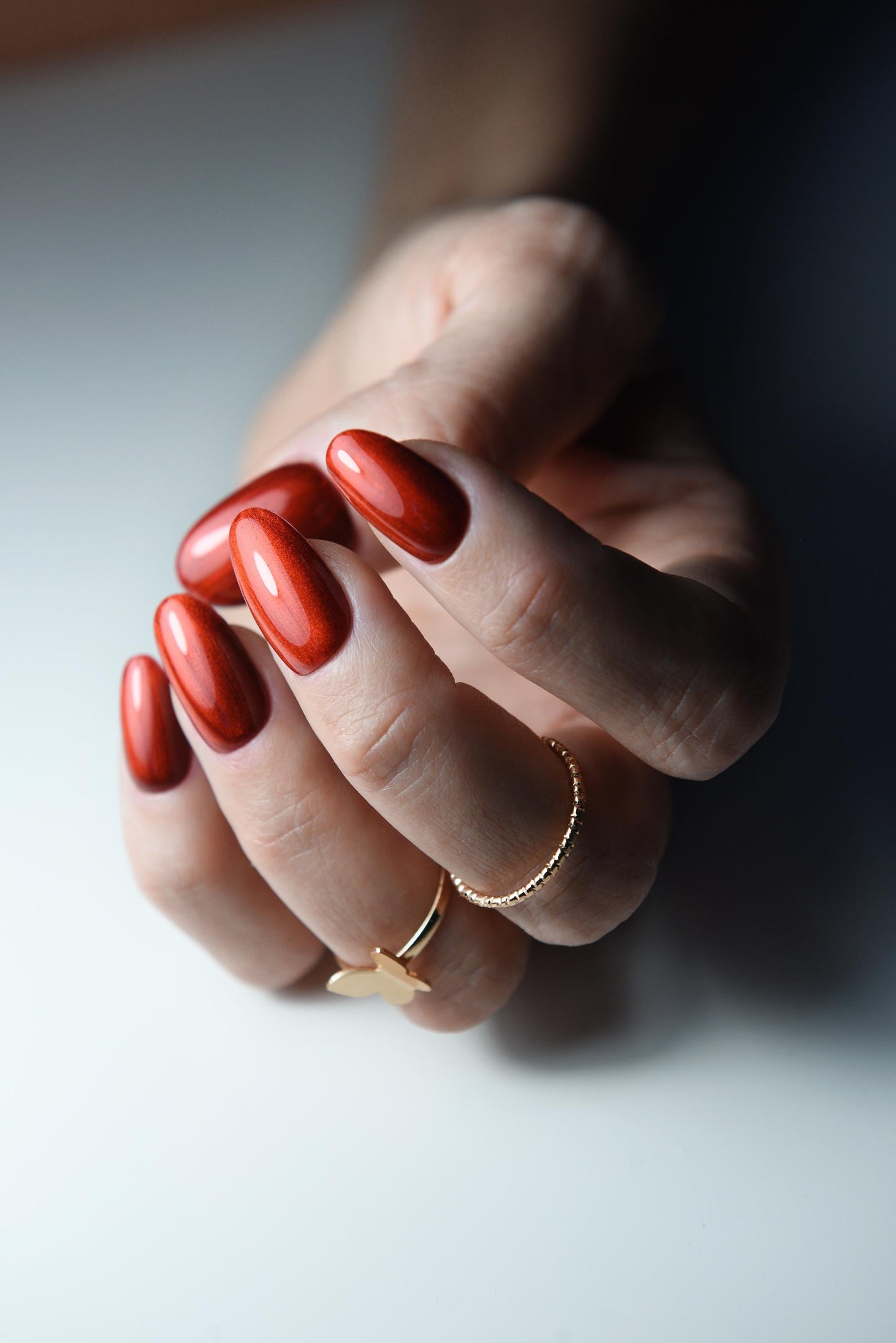 Cherry Red Cat Eye Press-On Nails – Hot Victory Red, Handmade Reusable Set for Spring & Summer