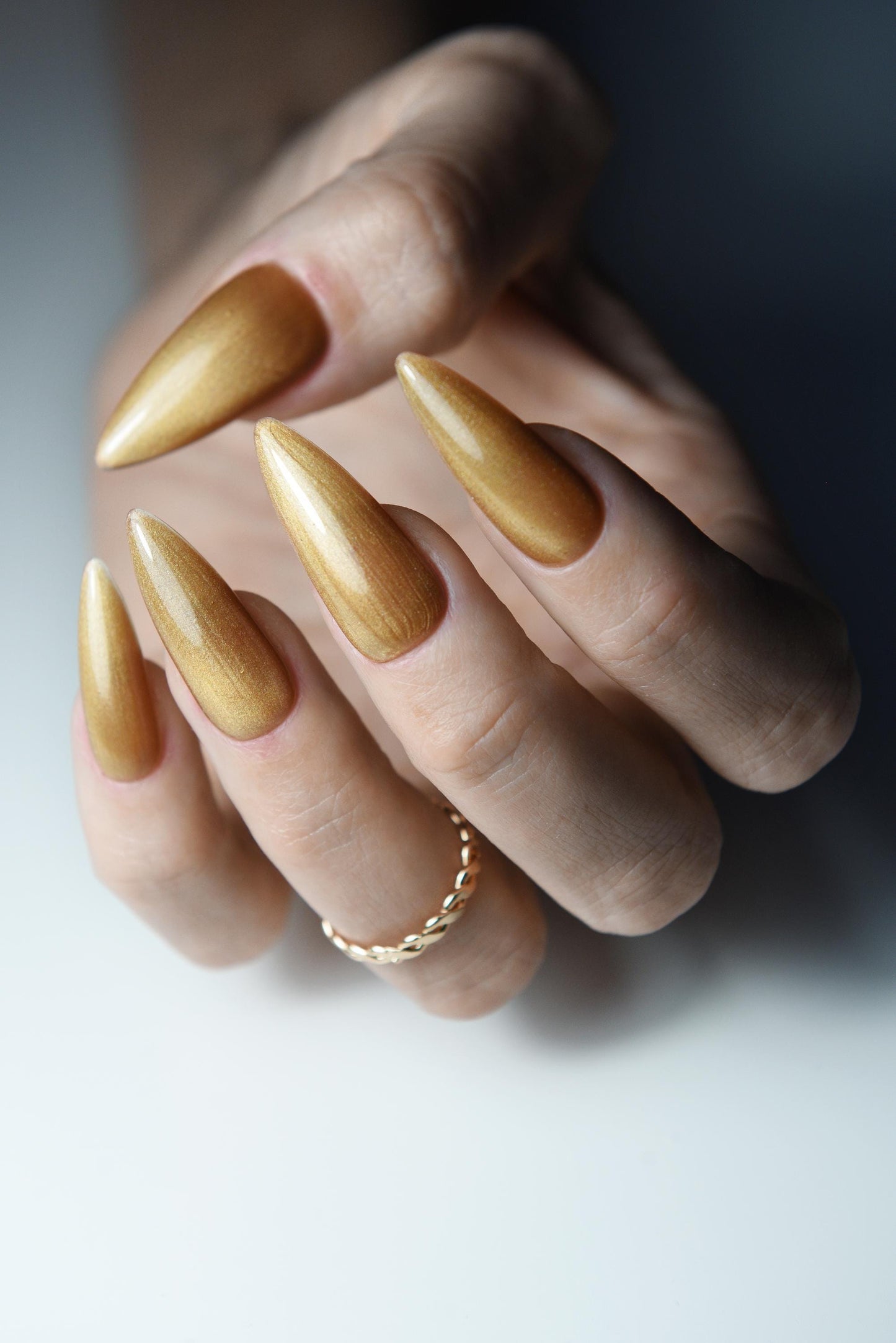 GOLDIE Golden Honey Nude Shiny Press On Nails | Spring Fresh Set Salon Quality | Gel pressons | Acrylic Quality | Gift For Date | Stiletto