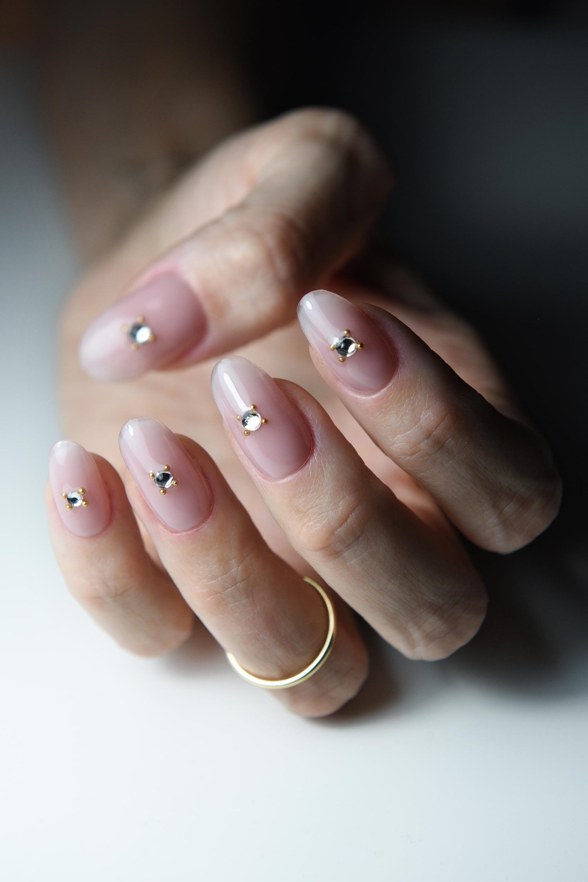 MINIMALIST GEMSTONES Press On Nails Gel Manicure - simple 3d nail art on salon quality fake nails. Gift for fashion lover, long oval, short – Luxury Handmade Reusable Press On Nails