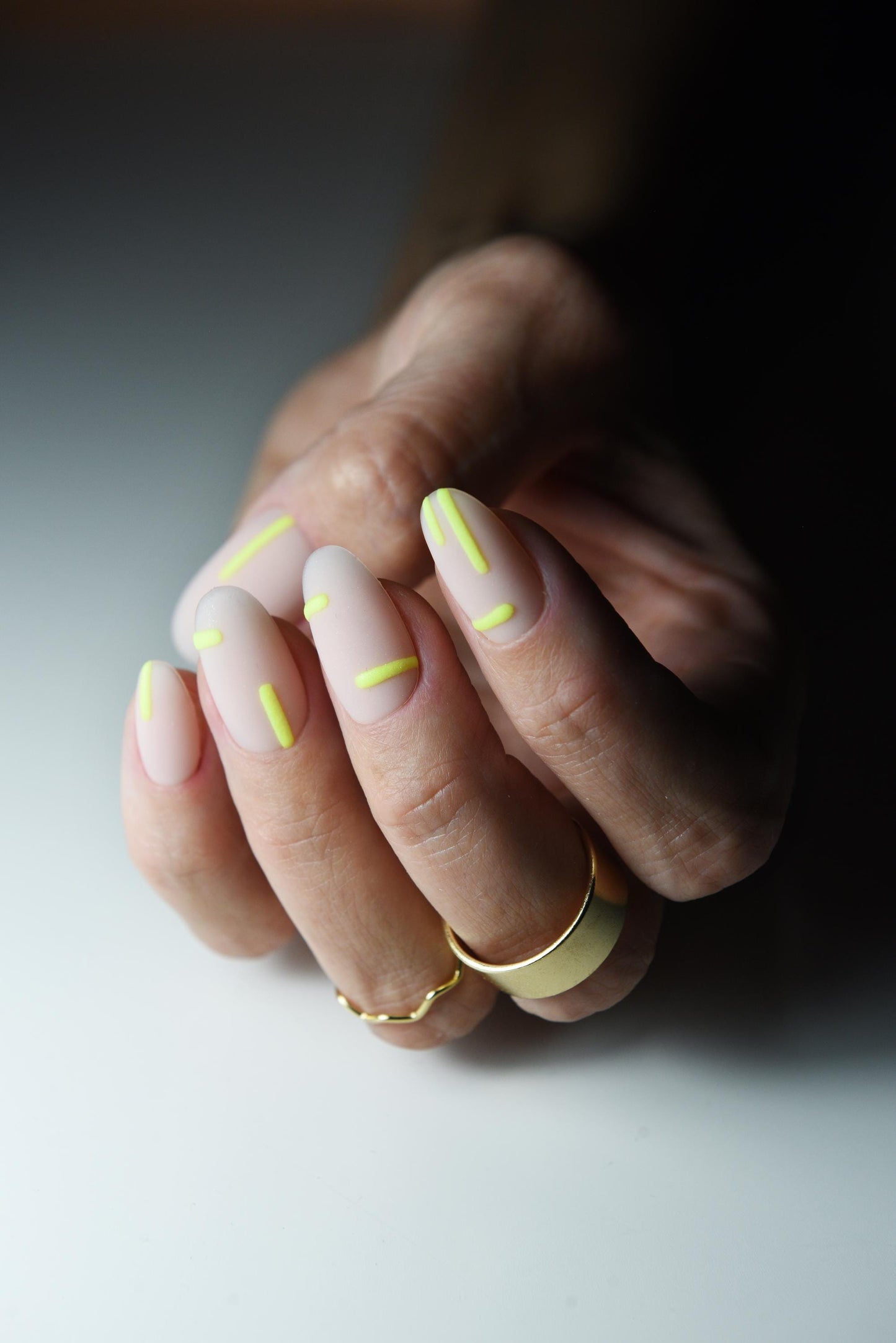 Glow-in-the-Dark Neon Press-On Nails – 3D Nude Matte Oval | Reusable Custom Festival Set