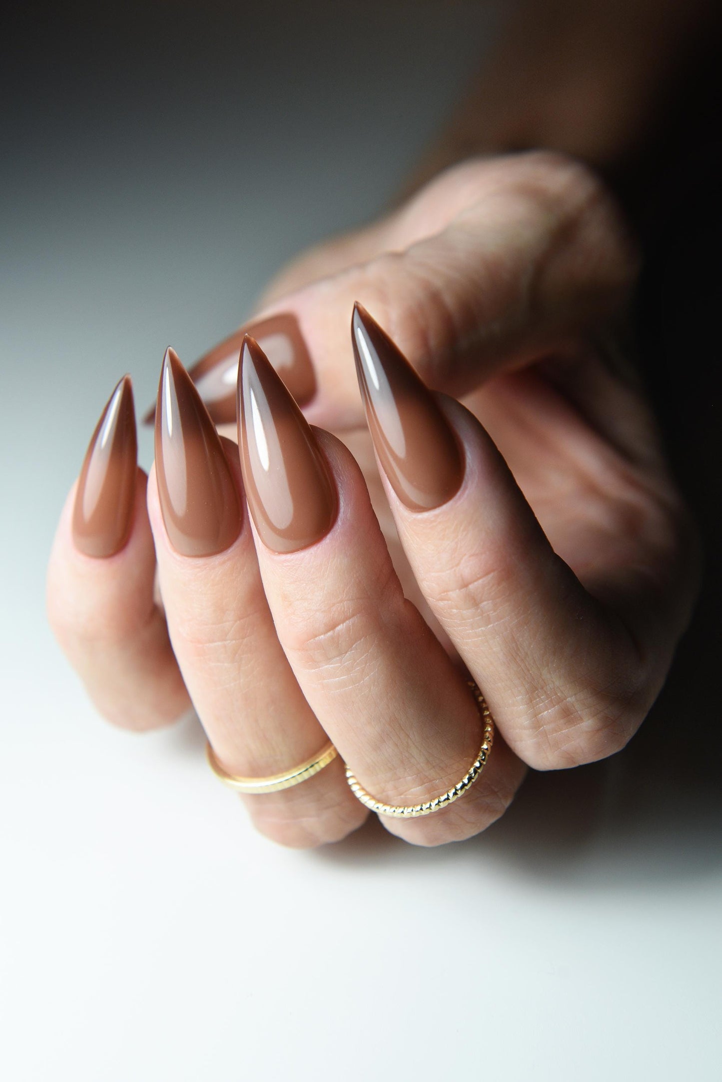 Color Changing Press-On Nails – Brown to Beige Thermal, Handmade & Reusable Neutral Set