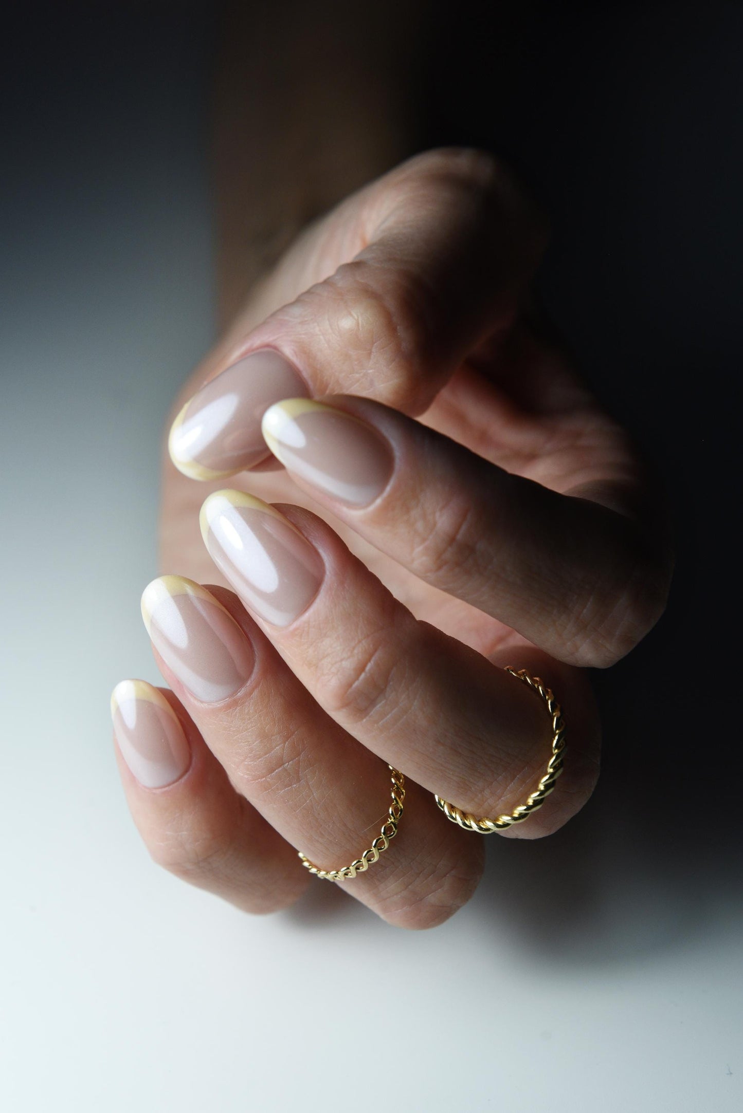 Butter Yellow French Tip Press On Nails – Handmade Glazed Nude Look | Custom Reusable Nail Set