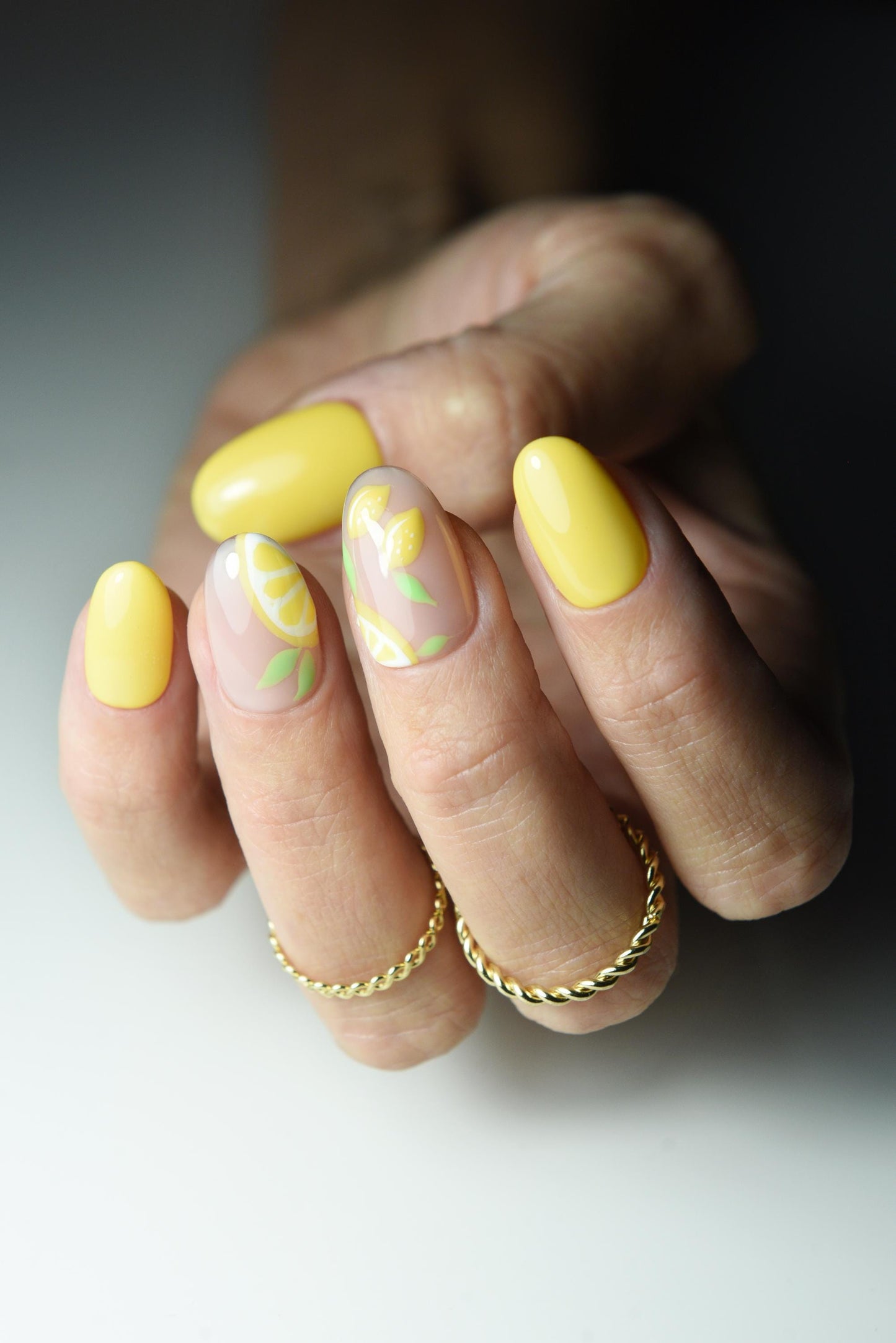 Lemon Nail Art Press-On Nails – Glossy Yellow Summer Nails, Handmade & Reusable
