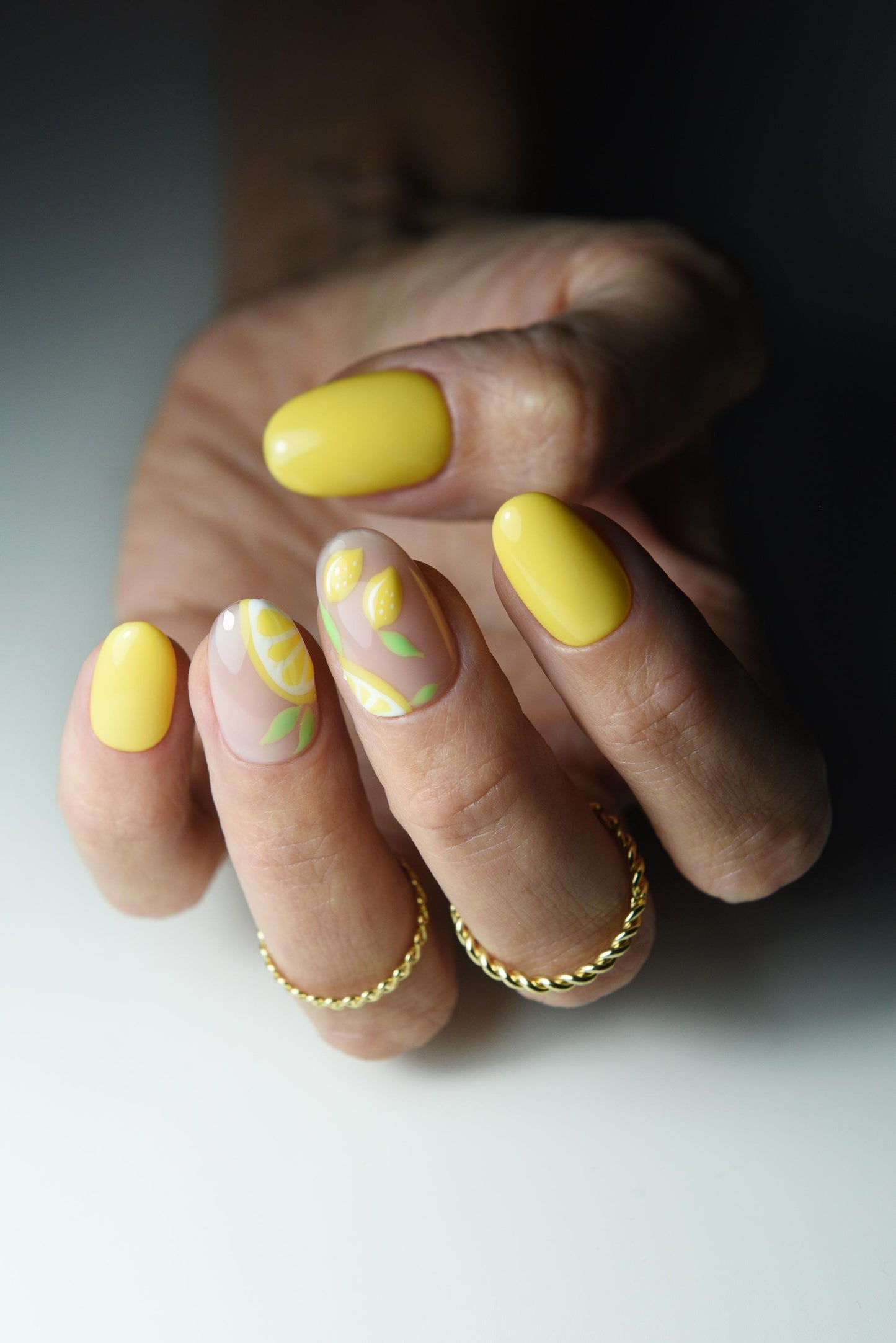 Lemon Nail Art Press-On Nails – Glossy Yellow Summer Nails, Handmade & Reusable