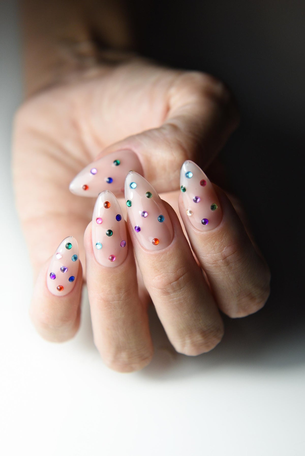 Dopamine Jelly Press-On Nails – Rainbow Sprinkles & Gems