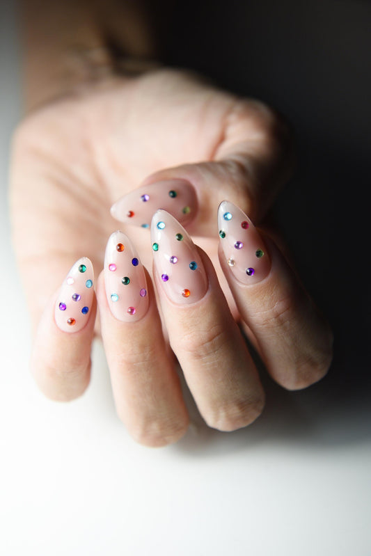 Dopamine Jelly Press-On Nails – Rainbow Sprinkles & Gems